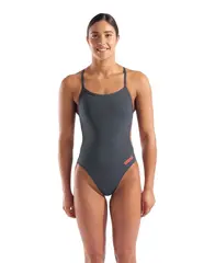 Arena W Team Swimsuit Challenge Solid ASPHALT-BRIGHT CORAL