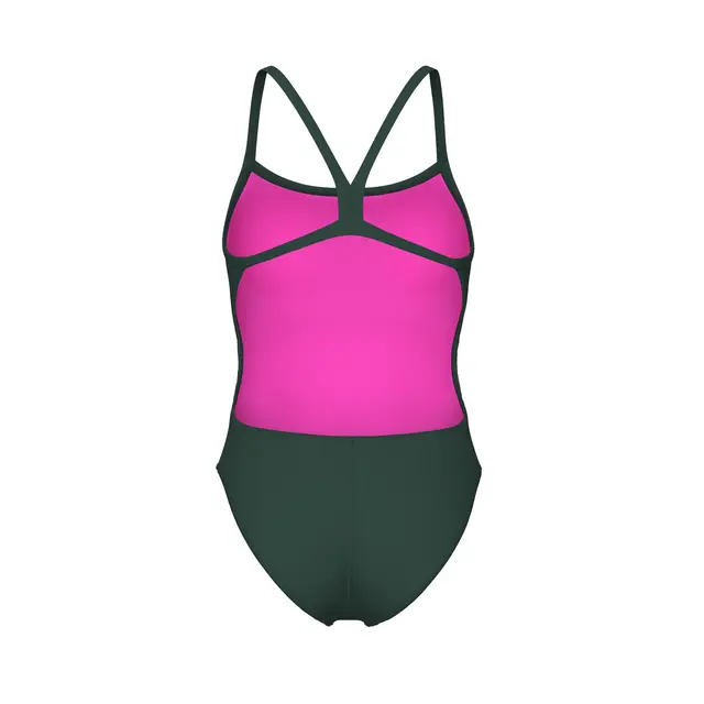 Arena W Team Swimsuit Challenge Solid DARK SAGE-SHOCKING PINK 