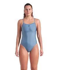 ARENA W SOLID SWIMSUIT LIGHTDROP BACK STONE GREY
